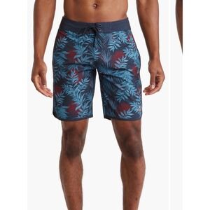 TravisMathew Board Shorts Men 32 Small Blue Nights Party Hearty Tropical NWT‎